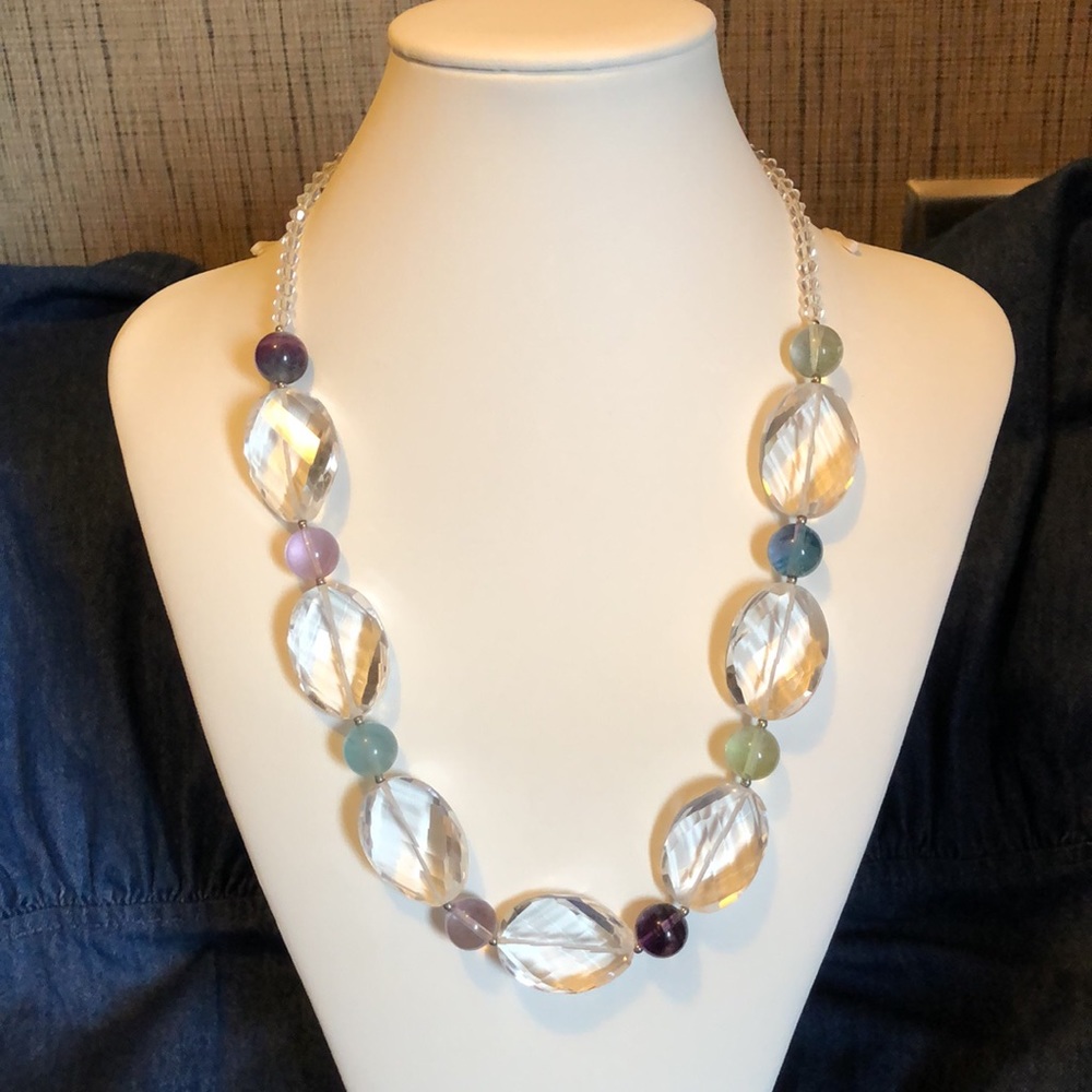 NIB LEE SANDS CRYSTAL QUARTZ & FLUORITE NECKLACE
